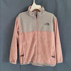 Light pink north face zip up jacket
